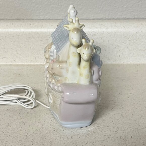 Noahs Ark Ceramic Night Light Lamp Nursery Decor Pastel Animals Elephant Giraffe - Picture 5 of 12